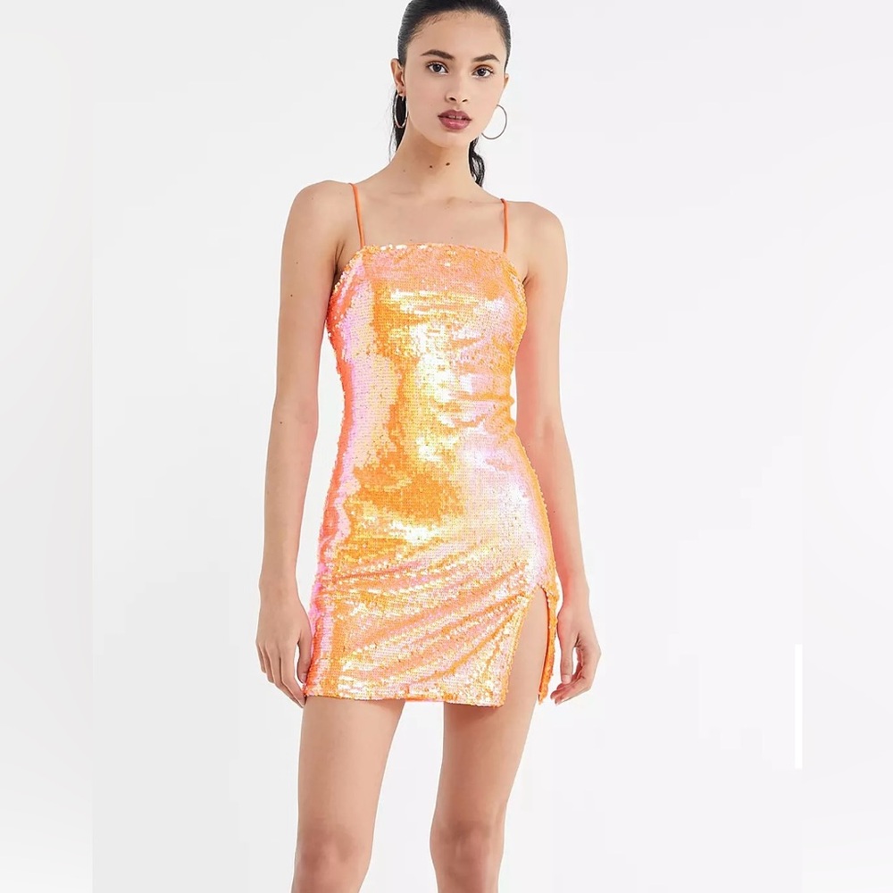 Motel Rocks Lucky Sequin Square-Neck Mini Dress